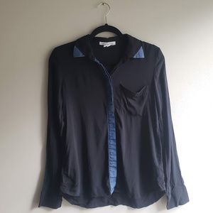 BCBGeneration Black Button Up with Cambray Accents